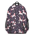thumbnail image 3 of Unicorn and Floral Purple Pattern Backpack for School, Cute School Bag with Adjustable Shoulder Straps and Padded Back, 16.9"x12.6"x5.9", 3 of 5