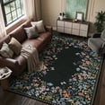 thumbnail image 5 of Wonnitar 6x9 Floral Washable Rug, Black Rugs for Bedroom, Soft Low Pile Living Room Area Rug, Non-Slip Throw Carpet for Dining Room Office, 5 of 12