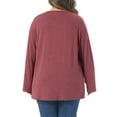 thumbnail image 3 of Agnes Orinda Women's Plus Size Blouses Long Sleeve Square Neck Flowy Pleated Loose Fit Tunic Tops 3X Burgundy, 3 of 6