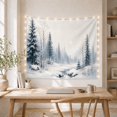 thumbnail image 5 of Snowy Creek in Misty Evergreen Forest, Serene Minimalist for Nature Lovers, Tranquil Winter Scene Wall Art, Christmas Gift Tapestry Wall Hanging for Living Room and Bedroom, 5 of 7