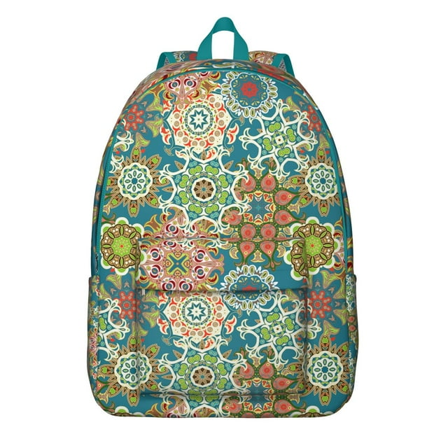 Vintage Artistic Canvas Backpack – Tribal Nordic Inspired Bookbag with Ink Style for Students, Commuters, and Travelers