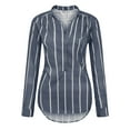thumbnail image 4 of Lindreshi Long Sleeve Shirts for Women Plus Size Women's Tops Striped Printed Single Breasted Long Sleeve Shirt Blouse Tops, 4 of 9