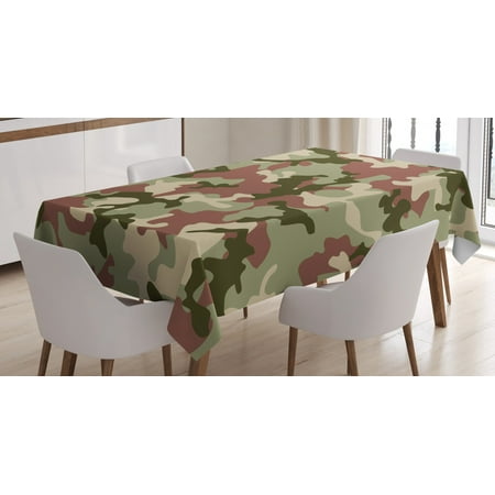 

Camo Tablecloth Illustrated Green Camouflage in Forest Colors Hunter Combat Rectangular Table Cover for Dining Room Kitchen 60 X 84 Inches Dried Rose Dark Green Army Green by Ambesonne