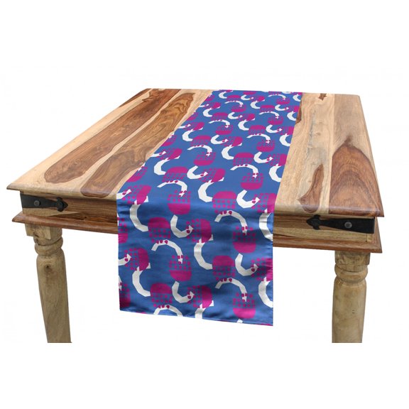 Abstract Table Runner, Vibrant Energetic Pattern with Different Shapes Curves and Dots, Dining Room Kitchen Rectangular Runner, 3 Sizes, by Ambesonne
