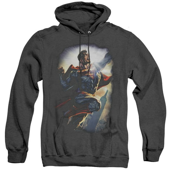 Superman Ck Superstar Adult Heather Hoodie Sweatshirt Black