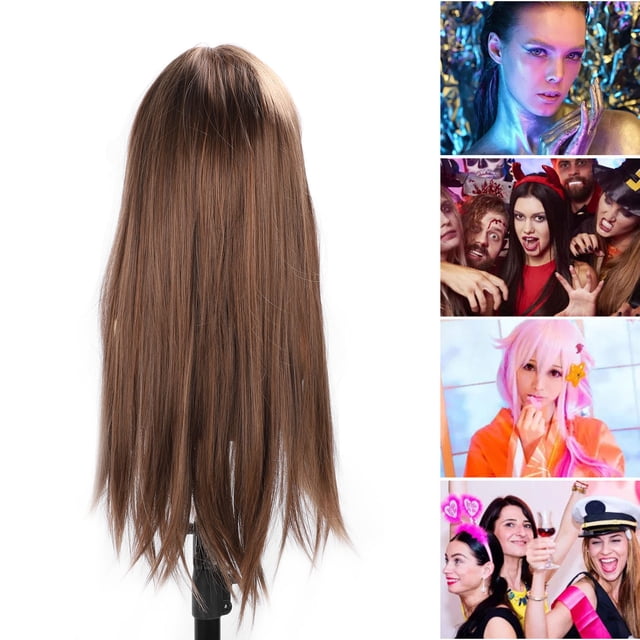 Peluca De Pelo Sintético, Pelucas Rectas De Color Marrón Claro Fáciles De Usar Para Mujeres Para Fiesta Cosplay Diario
