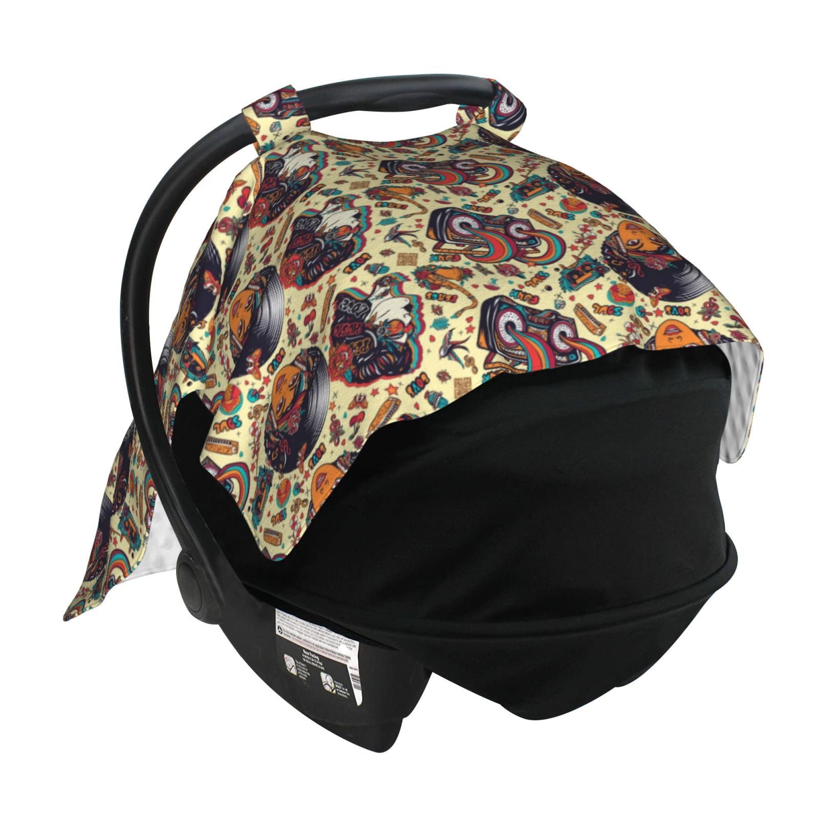 Car Seat Cover Baby - Fashion Hippie Girl Breathable Infant Car Seat Cover for Baby Carseat, Lightweight Comfort Baby Essentials Must Haves Newborn Stuff for Girl Boy