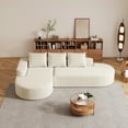 thumbnail image 3 of 109" Modern Modular Curved L-Shaped Sofa, Chenille Upholstered Sectional Couch Set with 3 Pillows,Free Combination Sofa for Living Room,Beige, 3 of 9