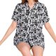 thumbnail image 1 of Tops de Manga Larga de Mujer Casual Suave Y Transpirable Tejido V-Cuello Botón Delantero con Bolsillo Y Elástico-Cintura Pantalones Cortos para el Uso en el Hogar, Ropa de Salón Y Relajación, 1 of 8