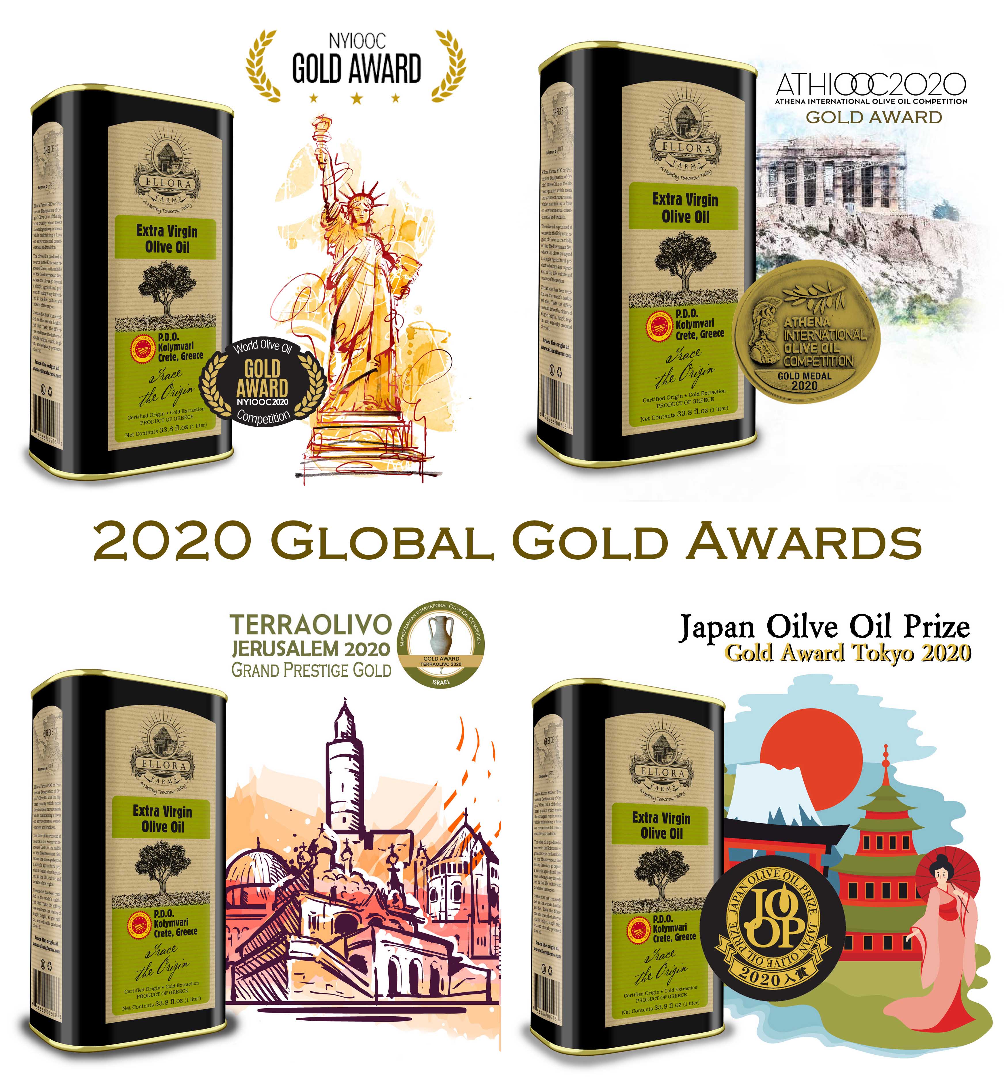 Ellora Farms Greek Extra Virgin Olive Oil, Single Estate Certified PDO, Kosher, 33.8 oz
