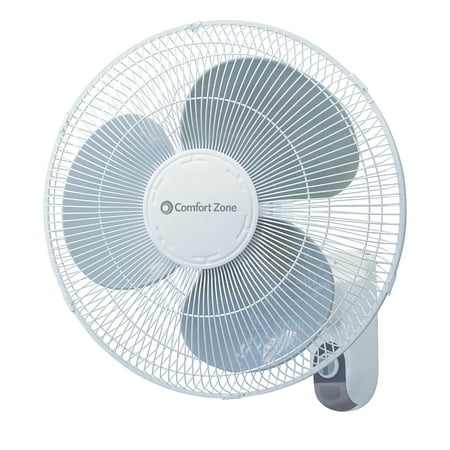 Comfort Zone 16  3-Speed Oscillating Wall-Mount Fan  Adjustable Tilt  White