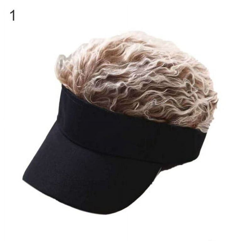 Sunjoy Tech Women Mens Novelty Spiked Hair Visor Sun Funny Golf Hats Fake  Wig Peaked Sun Visor Hat Baseball Caps 
