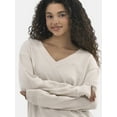 thumbnail image 4 of No Boundaries Oversized V-Neck Sweatshirt, Women's, 4 of 5