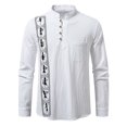 thumbnail image 2 of Blusa y camisa de manga larga con cuello alto para hombre, informal, a la moda, con botones estampados, de poliéster, 2 of 8