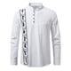 thumbnail image 2 of Blusa y camisa de manga larga con cuello alto para hombre, informal, a la moda, con botones estampados, de poliéster, 2 of 8
