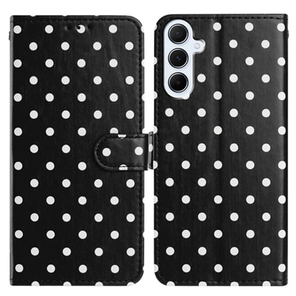 ELEHOLD Wallet Case for Samsung Galaxy A16 5G, Polka Dot Leather Phone Case with Card Slots and Kickstand,Magnetic Closure, Black
