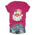 thumbnail image 6 of larppty Santa Face Printed Retro Christmas Xmas Holiday T-Shirt for Women (Hot Pink, 3XL), 6 of 6