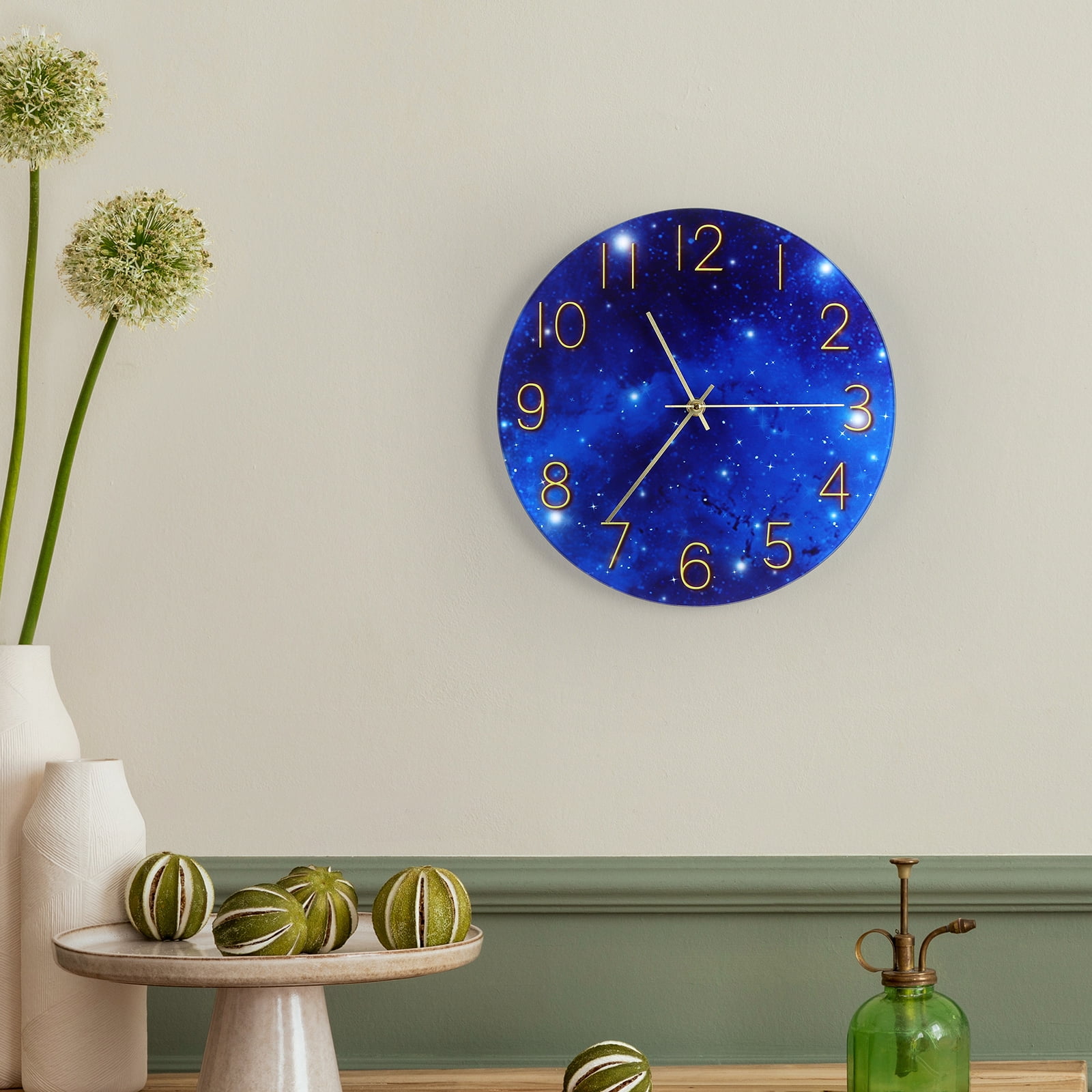 12 Inch Glass Wall Clock - Starry Night
