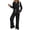 Black, variant on Women's Pajama Set Two Piece Long Sleeve Knit Lounge Set with Pockets Button Down Top and Drawstring Pants Sleepwear