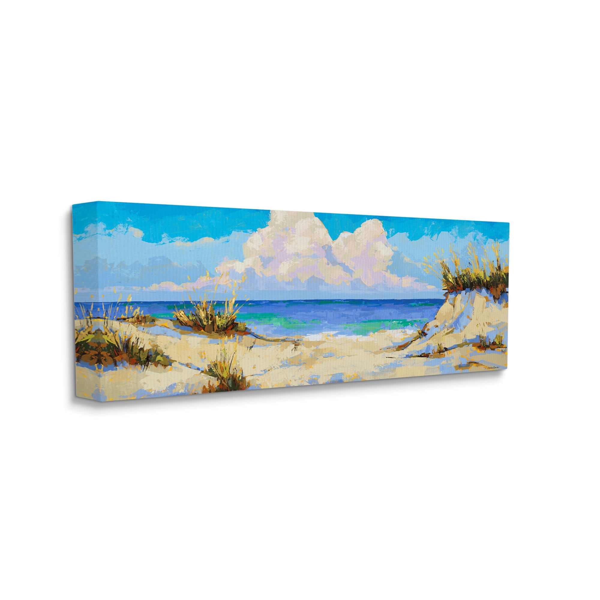 Stupell Industries Modern Cloudy Beach Nature Painting Gallery Wrapped Canvas Print Wall Art, 24 x 10