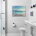 thumbnail image 6 of Beach Bathroom Wall Art Beach Coastal Pictures Wall Decor Blue Sea Canvas Painting Print Ocean Waves Tropical Ocean Nautical Wall Decor 3D Window View Artworks Framed for Living Room Bedroom 16"x12", 6 of 6
