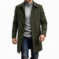 thumbnail image 2 of WIZUTIZ Men's Wool Blend Button Up Overcoat Lapel Collar Fall Winter Warm Mid Length Long Coat, 2 of 6