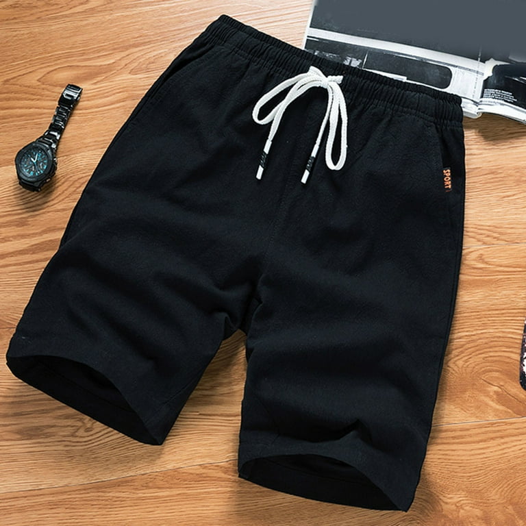 Men's Cotton Linen Cargo Shorts - Straight Leg, Loose Fit, Beach