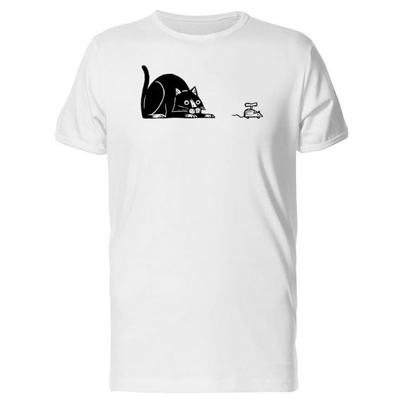 Sketch Of Cat Playing With Mouse Tee Men's -Image by Shutterstock