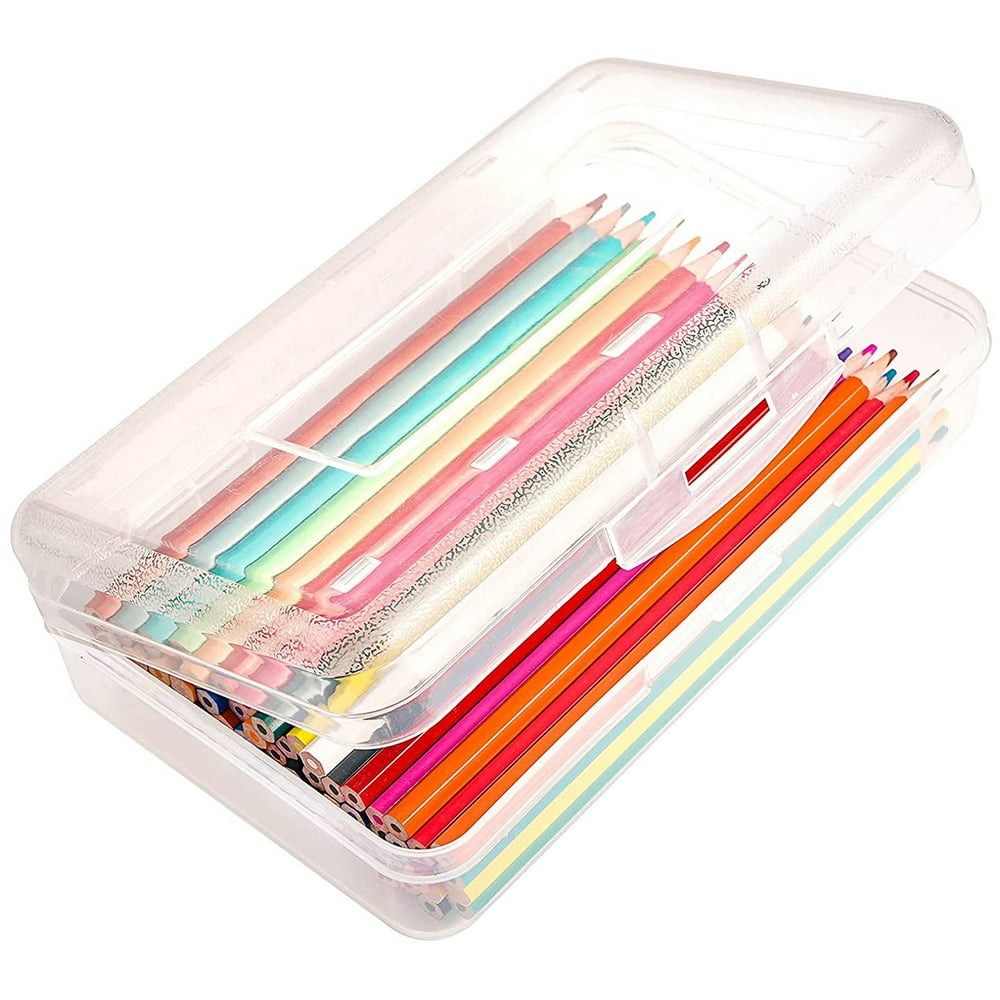 Colored Plastic Pencil Box, Large Capacity Pencil Case