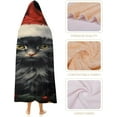 thumbnail image 4 of Hooded Blanket Soft Fleece Wearable Blanket Christmas Cat Wearable Blanket Wrap with Hood Comfy Blanket for Adult, 4 of 6