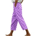 thumbnail image 2 of Wensltd Womens Capris Pants High Waist Drawstring Loose Trousers with Pockets, 2 of 5
