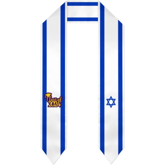 Class of 2024 Israel Flag Graduation Stoles Shawl Sash Scraf For Study Aboard International Students Graduation's Day