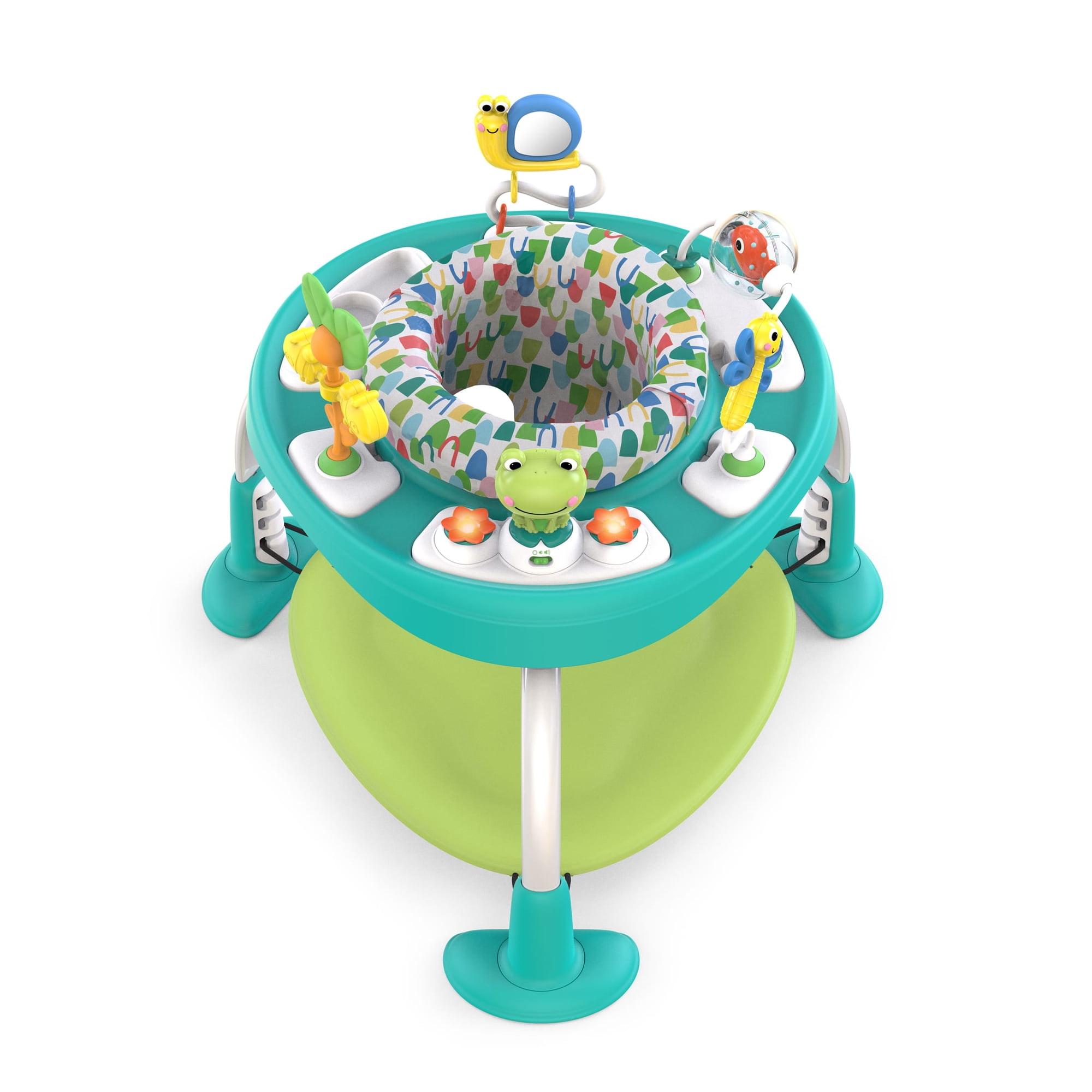 Bright Starts Bounce Bounce Baby 2-in-1 Activity Center Jumper & Table, Playful Pond, Green, Ages 6 Months and Up
