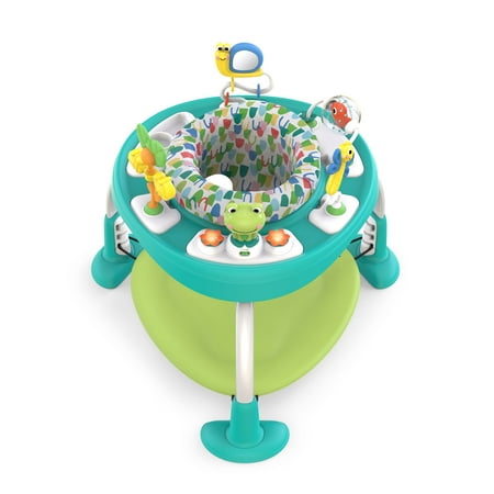 Bright Starts Bounce Bounce Baby 2-in-1 Activity Center Jumper & Table, Playful Pond, Green, Ages 6 Months and Up