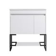 thumbnail image 4 of 30" Bathroom Vanity With Sink,Bathroom Vanity Cabinet With One Soft Close Cabinet Doors & Soft-Close Drawers,Bathroom Storage Cabinet With A Lower Open Shelf,With Metal Legs,White Ceramic Sink,White, 4 of 9