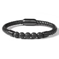 thumbnail image 3 of BUDALGA Mens Genuine Leather Bracelet, Braided Lava Rock Bead Bracelet with Stainless Steel Magnetic Clasp Mens Gifts for Men Boys Father, 3 of 8
