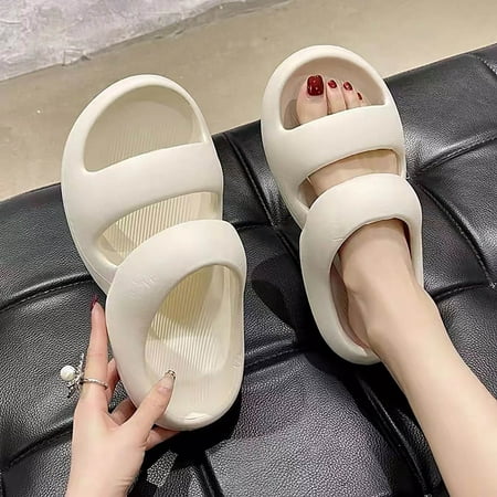 

Fjofpr Women Shoes Clearance Fashion Summer Wear Outdoor Couples Non-slip Wear-resistant Feces Sense Ladies Sandals And Slippers
