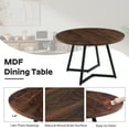 thumbnail image 6 of KATBOC 47in Round Dining Table Set with 4 Boucle Chairs, Solid Walnut Modern Farmhouse Kitchen Table for 4-6 People, Dining Room, Dark Brown & Wood, 6 of 6