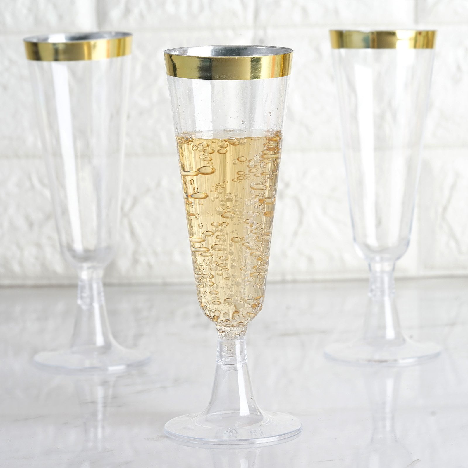 gold plastic wine goblets