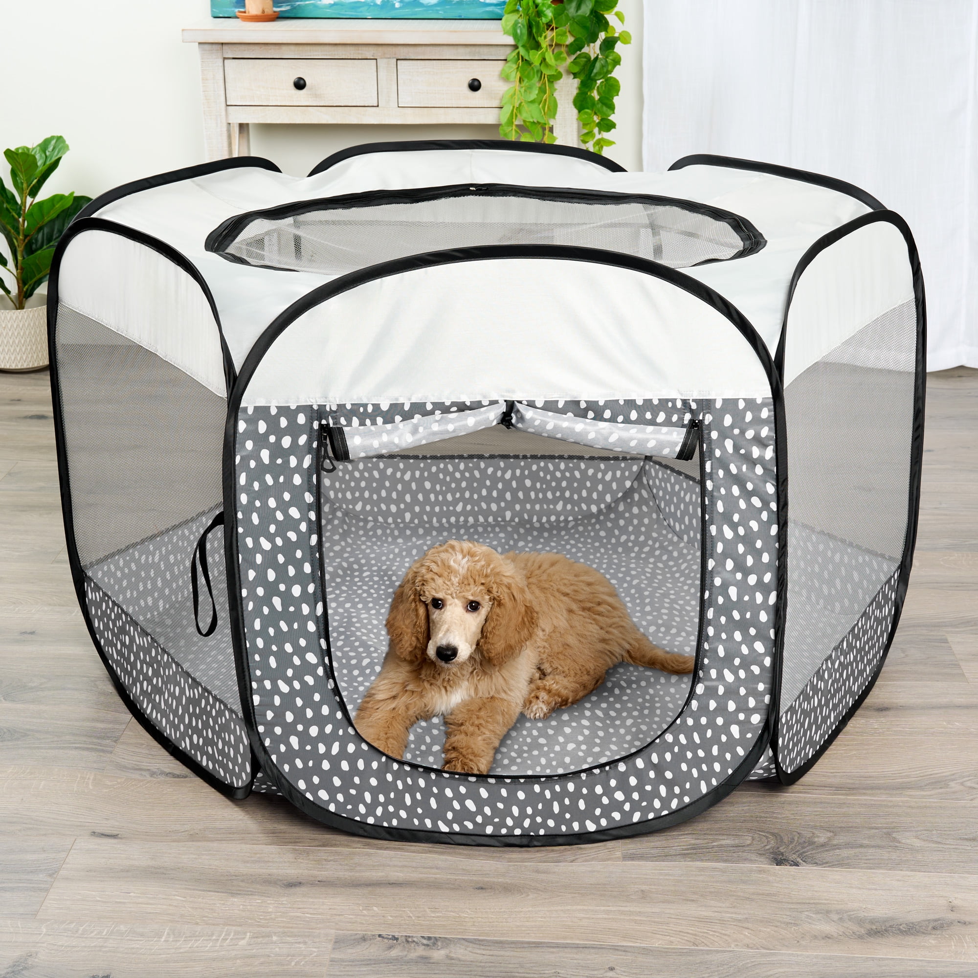 FurHaven Pet Products Mesh Open-Air Pet Playpen - Gray Pebbles, Extra Large