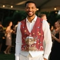 thumbnail image 4 of Yuyamidu Highland Cow Men's Classic Slim Fit Dress Vest Formal Wedding Prom Tuxedo Suit Vest with Pocket Lightweight Christmas Waistcoat Size S, 4 of 7