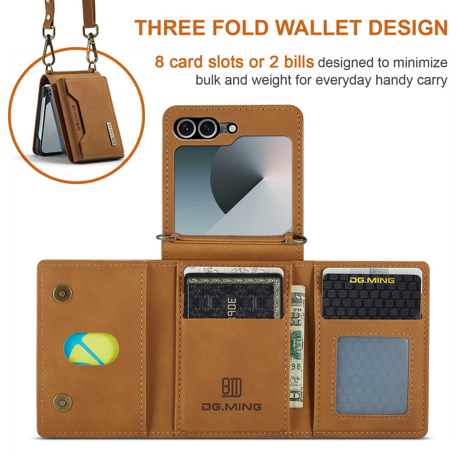ETFAST Leather Phone Case For Samsung Galaxy Z Flip 6 Wallet Leather Case with Card Holder Leather Phone Case Shockproof Protective Cover