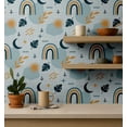 thumbnail image 4 of S4sassy Self-Stick Decorative Boho Wallpaper, Rainbow Abstract Print Walls Paper, Vinyl Waterproof Contact Paper, Blue, 25"x120"inch Removable Renter Friendly Wall Covering For Bedroom, Dining room, 4 of 9