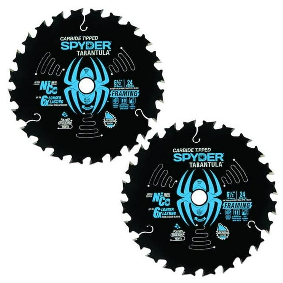 SM Products 135695 6.5 in. 24 Teeth Spyder Tarantula Framing Circular Saw Blade Shrink Pack - 2 Piece