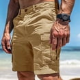 thumbnail image 3 of Havenx Men's Military Cargo Shorts Knee Length Elastic Waist Cargo Shorts with Multi-Pockets Stretch Button Pant Summer Breathable Loose Fit Casual Outdoor Wear,Khaki 3XL, 3 of 4