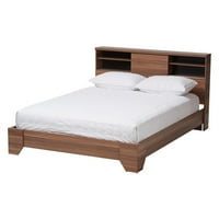 Baxton Studio Vanda Modern And Contemporary Two-tone Walnut And Black Wood Queen Size Platform Bed
