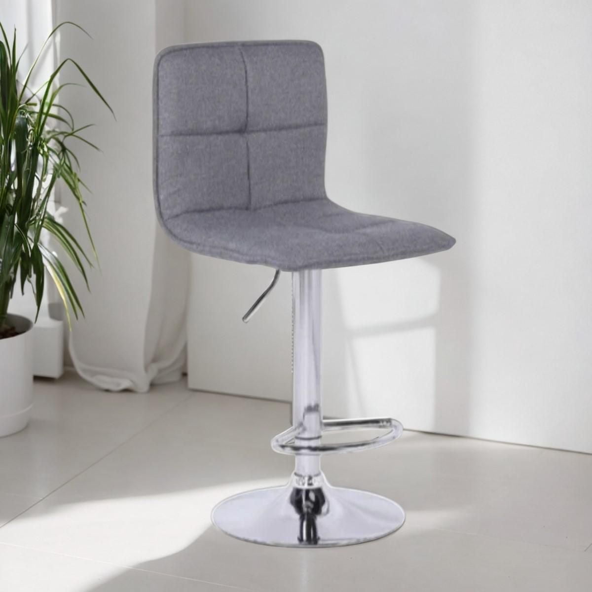 Take Me Home Grey Fabric Upholstered Adjustable Stool for Dining Area