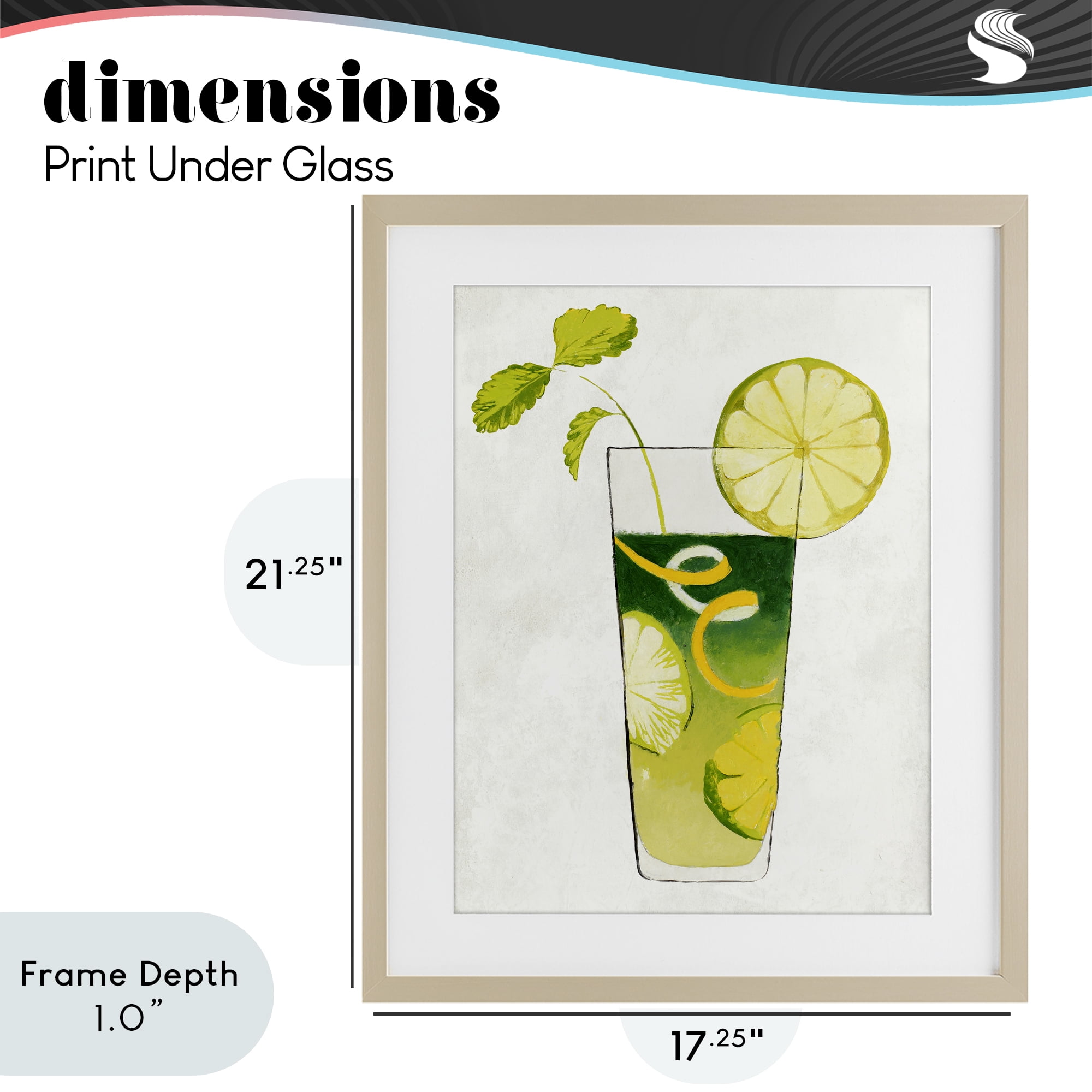 Stupell Industries Summer Cocktail Lime Mint Birch Framed Print Under Glass, design by Lorenzo Collective