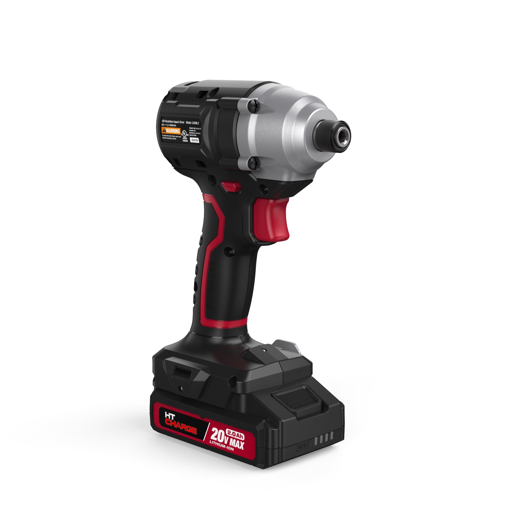Hyper Tough 20V Brushless Impact Driver with 2.0Ah Lithium-Ion Battery Pack and Charger, 1/4-inch. Hex Collet Chuck Size, 22006.2
