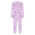 thumbnail image 3 of AUNVITO Women's Polka Dot Fleece Jumpsuit Long Sleeve Hooded Zipper Front Casual Loungewear, 3 of 6